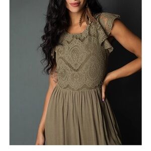 Elegant Olive Lace Dress